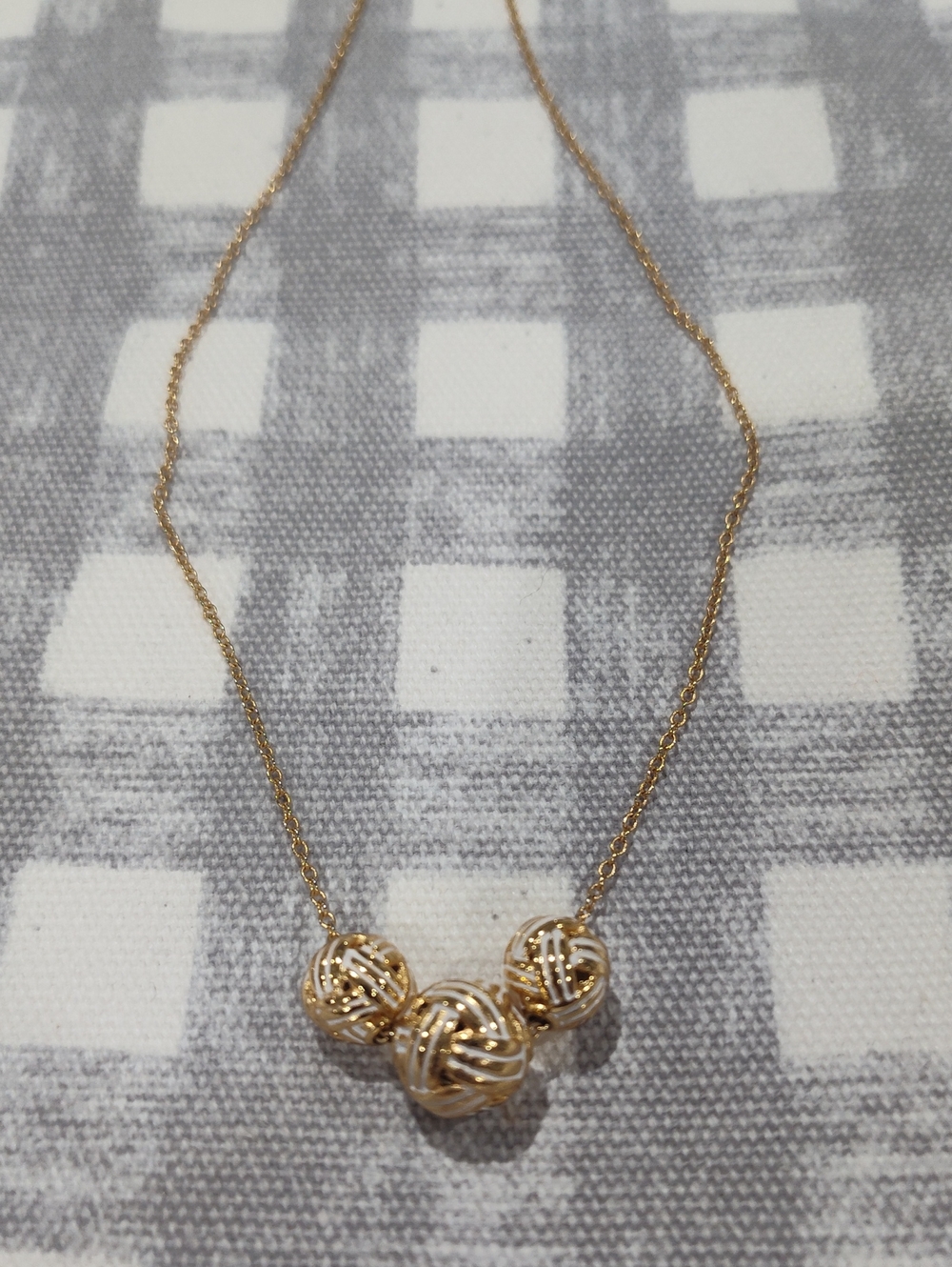 Brighton Gold & White Three-Bead Knot Pendant Necklace - Women Jewelry